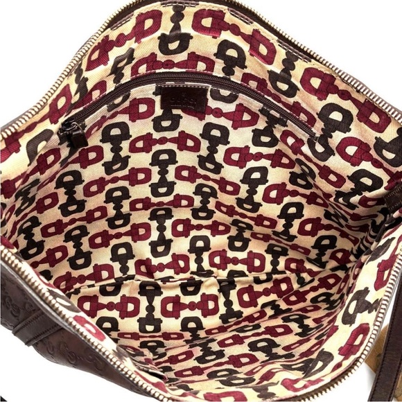 Gucci Dark Brown Embossed Shoulder Bag - Picture 7 of 11